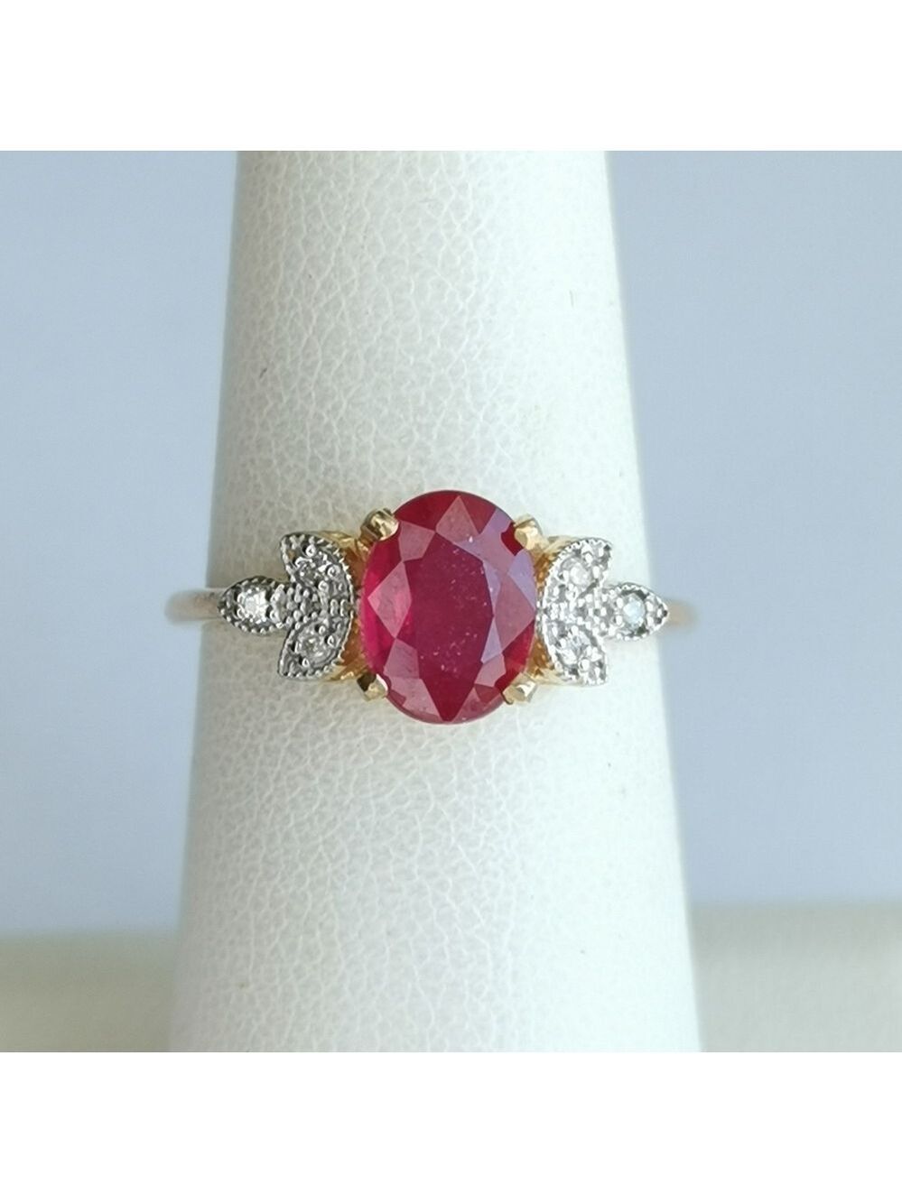 Natural Ruby Diamond 10k Gold Ring Size 7 🆕